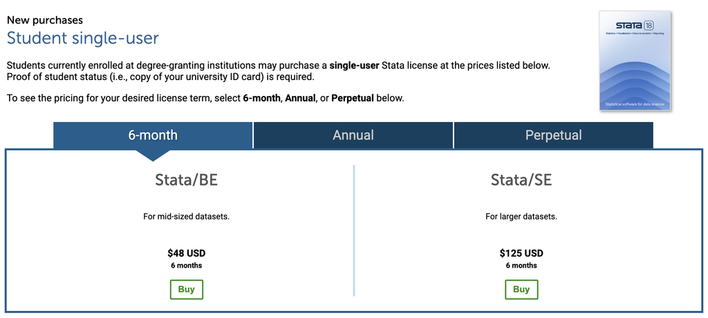 Stata's student pricing